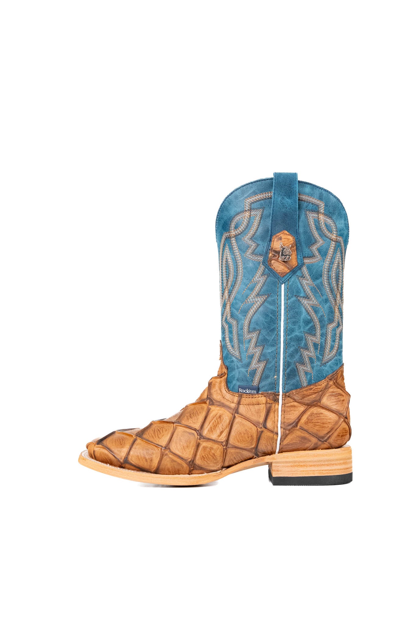 Renegade Big Bass Pirarucu Square Toe Cowboy Boots for Men - Western Style Leather Work Boots for Country Dancing, Rodeo & Outdoor Adventures