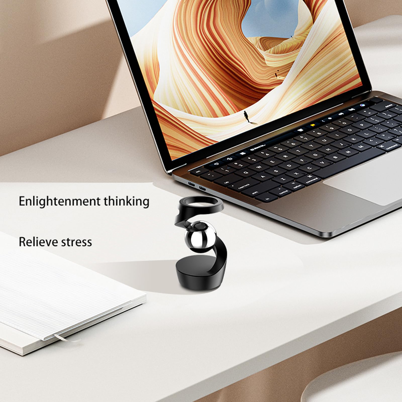 Stress Relief Fidget Toys for Adults - Metal Gravity Defying Kinetic Desk Toy with Black-Silver Ball | Office Anxiety Relief Gadget, Birthday Party Favors, Classroom & Travel Sensory Toy for Focus & Relaxation