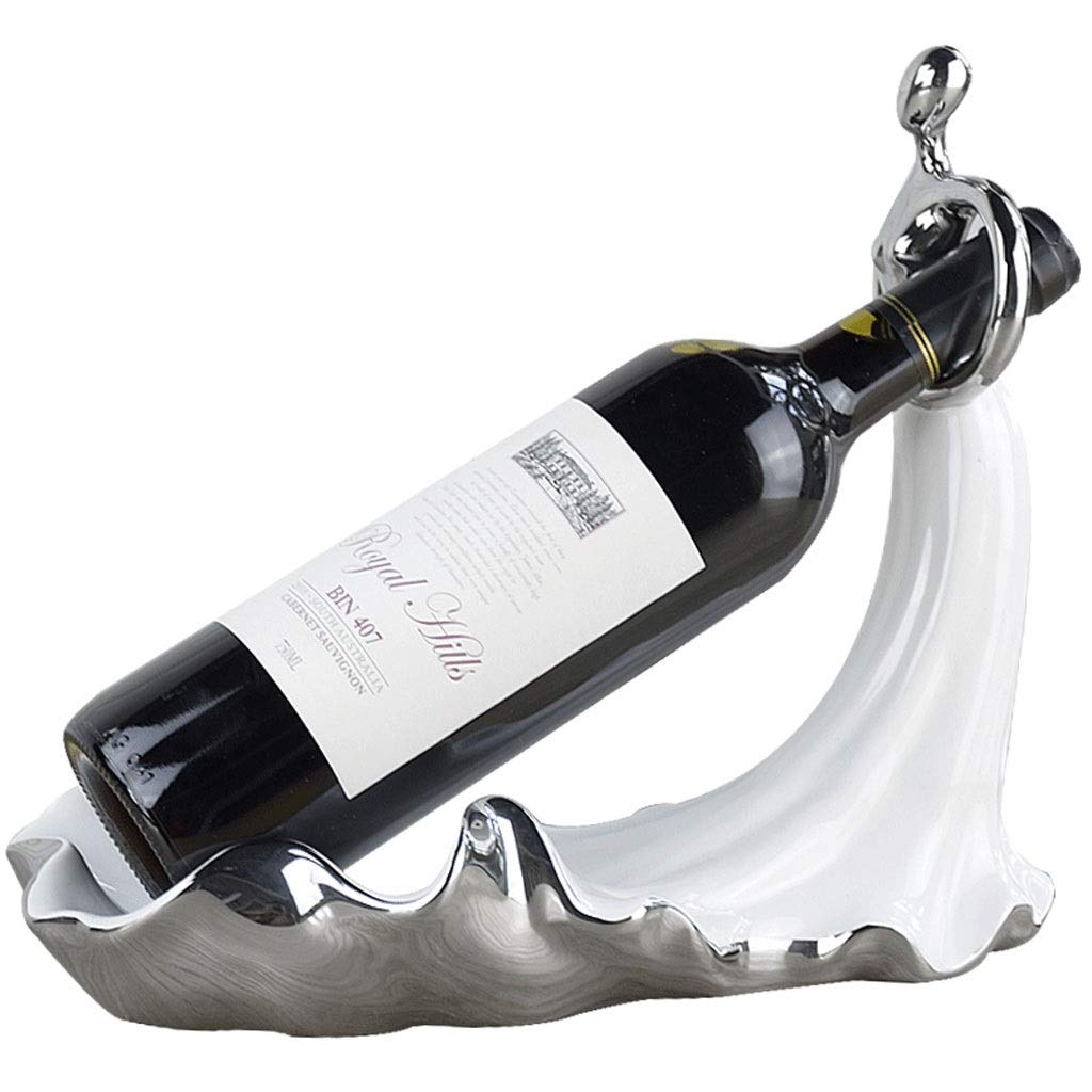 LXING Wall Mounted Ceramic Wine Rack - Free Standing Countertop Tabletop Wine Bottle Holder for Storage & Display (Silver, 30x15x25cm) - Perfect for Kitchen, Dining Room, Bar or Wine Cellar Organization