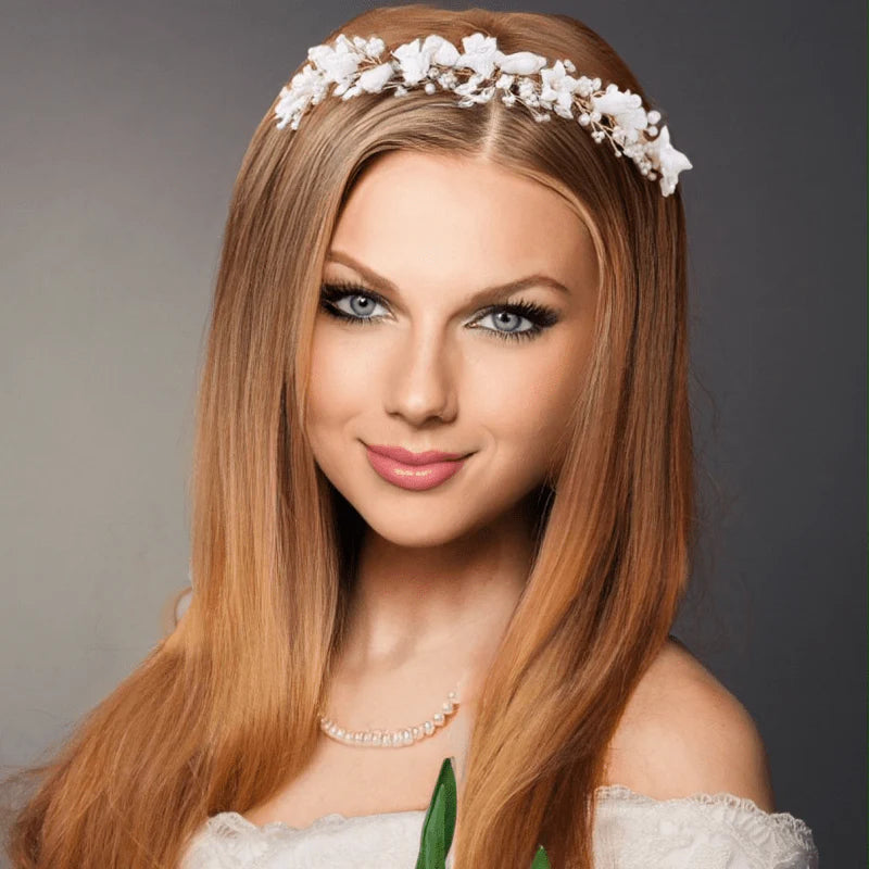 Elegant Silver Floral Wedding Headband with Swarovski Crystals & Freshwater Pearls - Bridal Hair Accessory for Weddings, Prom, Quinceañera & Special Occasions