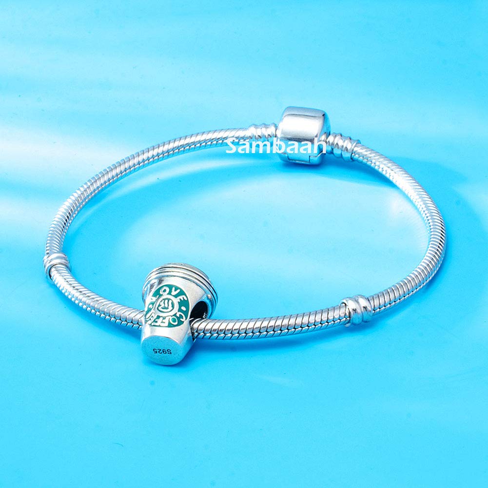 Sterling Silver Coffee Cup Charm - I Love Coffee Mug Charm Bracelet Bead for Women & Men - Perfect Gift for Coffee Lovers - Great for Bracelets, Necklaces & DIY Jewelry Making