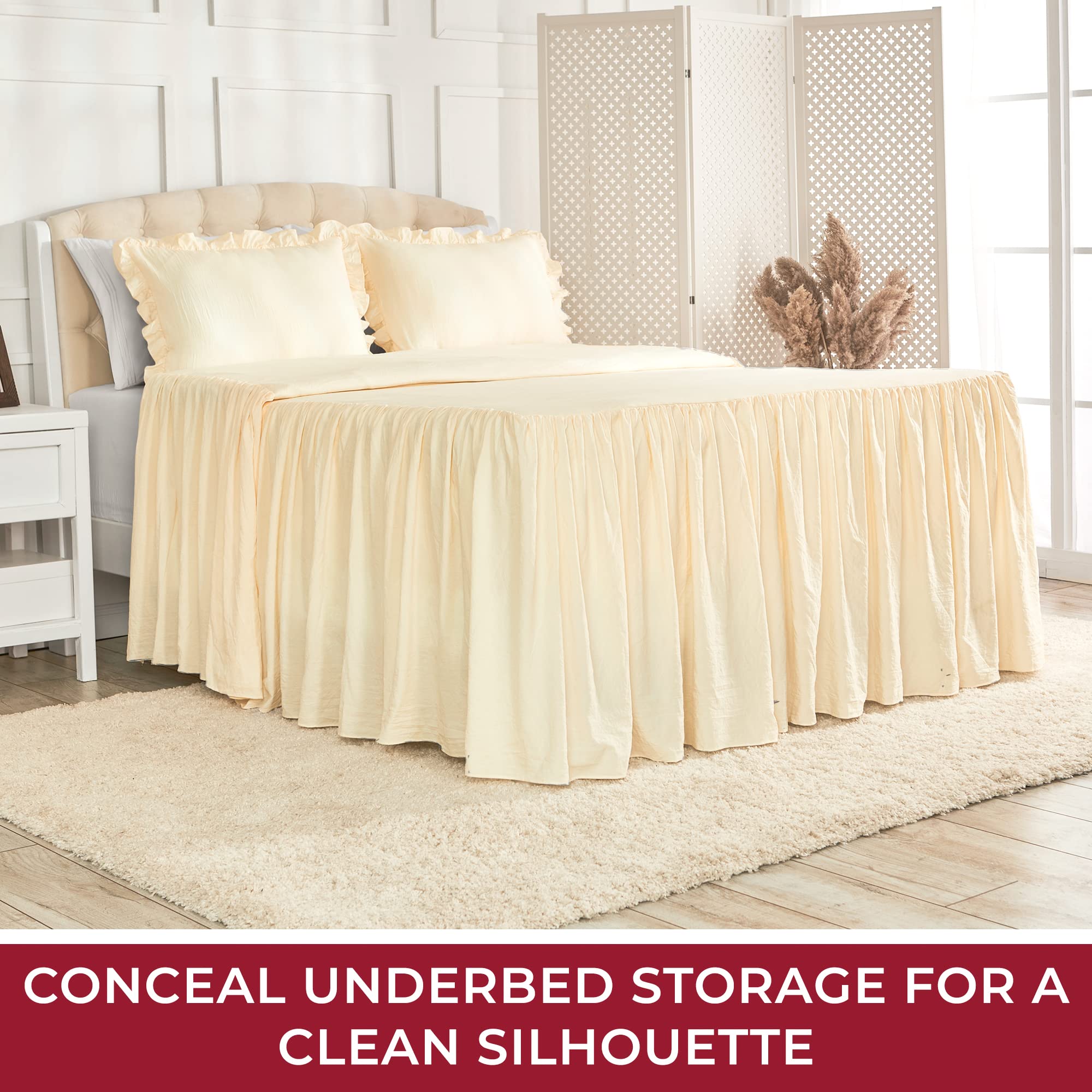 Mellanni Queen Size 3-Piece Bedspread Set - Ultra Soft Ruffled Bedspread with 2 Shams & 30