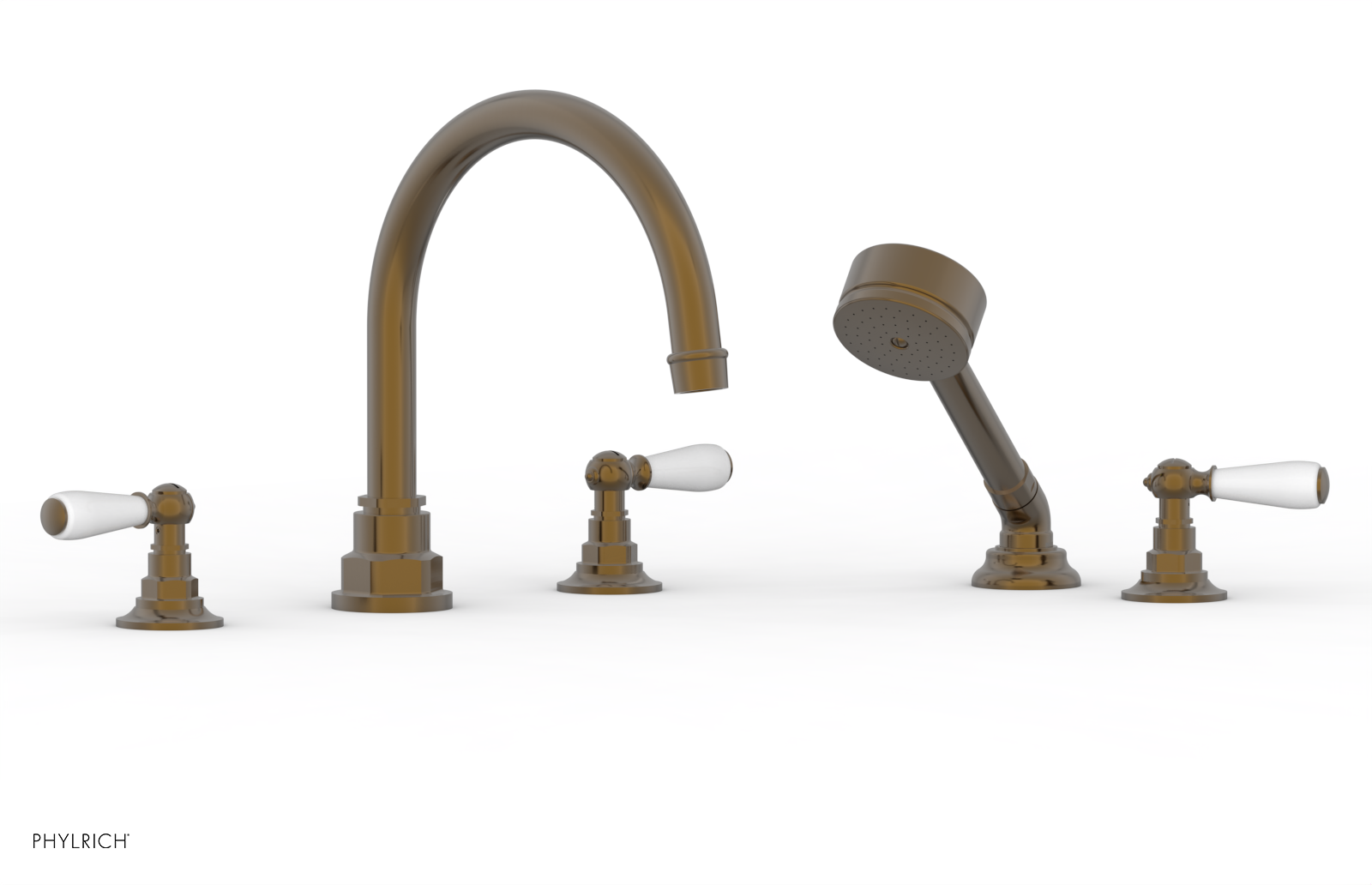 Jamestown Deck Tub Set with Hand Shower - White Accented Lever Handles (165-49) - Perfect for Bathroom Renovation & Spa-Like Experience