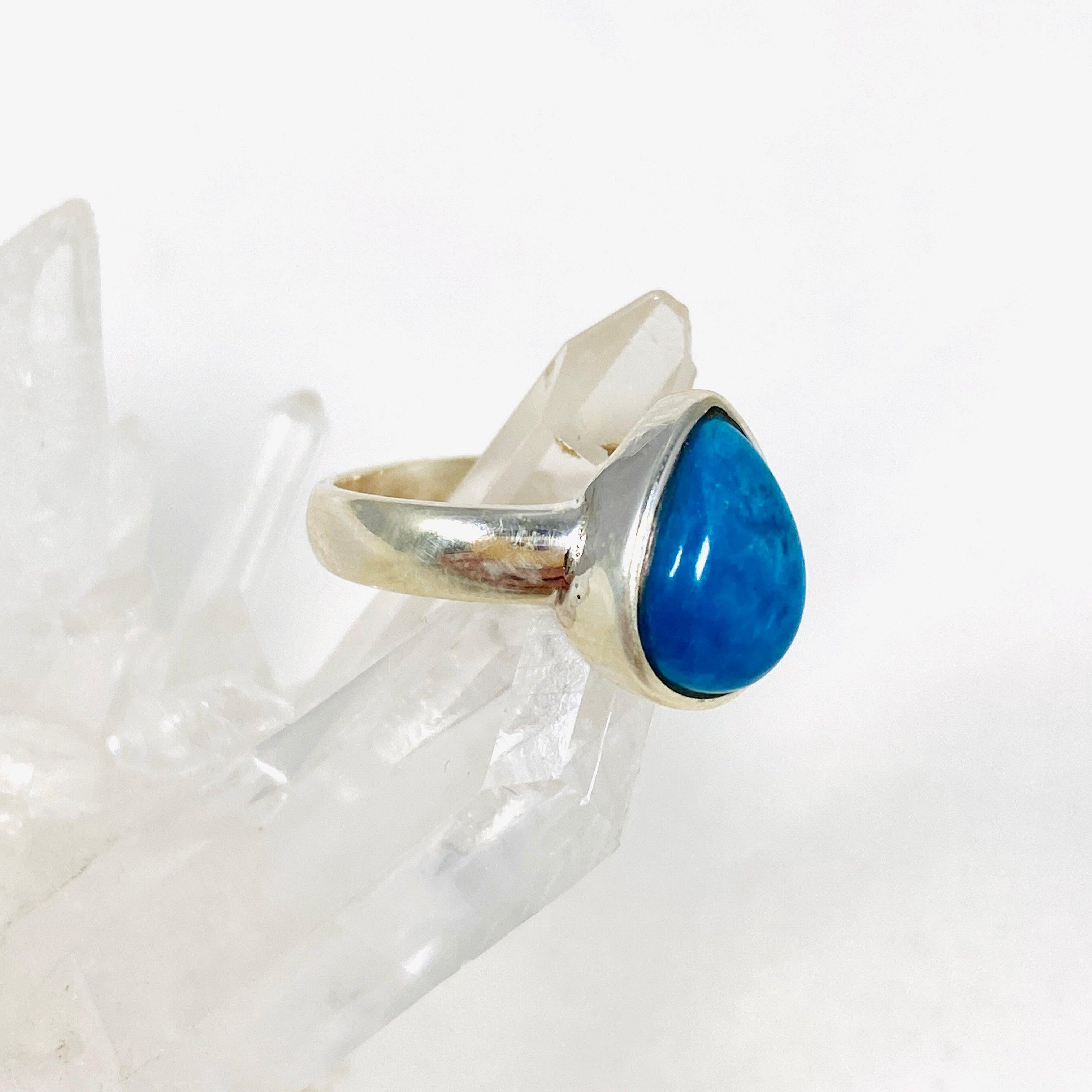 Cavansite Teardrop Ring - Size 8.5 PRGJ390 - Elegant Blue Crystal Jewelry for Women - Perfect for Weddings, Parties & Special Occasions