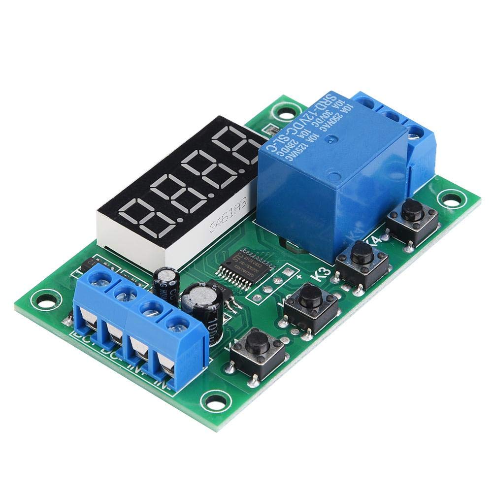 Hilitand 12V LED Display Adjustable Timer Relay Switch Module - Digital Countdown Timer for Home Automation, DIY Projects, and Electrical Control (Green)