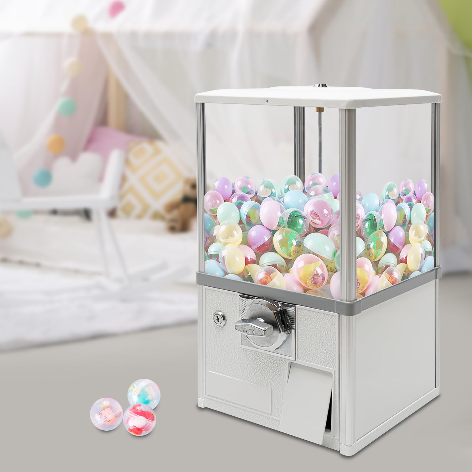 Vintage Style White Candy Gumball Vending Machine - 20.87