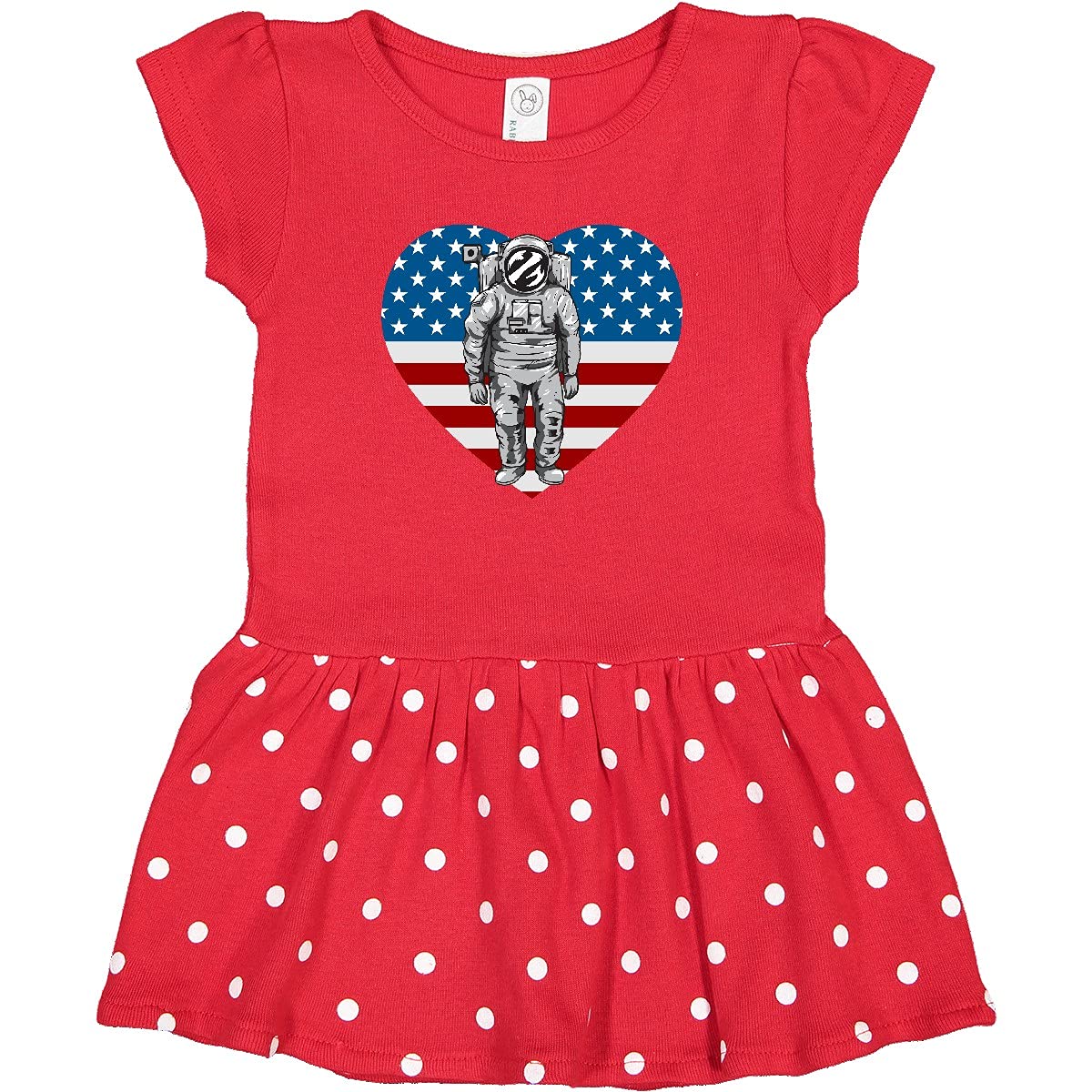 Inktastic Astronaut Space Travel US Flag Heart Baby Dress - Cute Infant Outfit for Holidays, Parties & Photo Shoots
