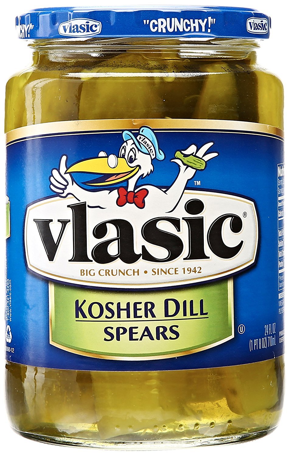 Vlasic Kosher Dill Pickle Spears - Keto Friendly, Low Carb Pickle Snacks & Sandwich Toppings - 24 FL OZ Jar - Perfect for Burgers, Salads & Charcuterie Boards