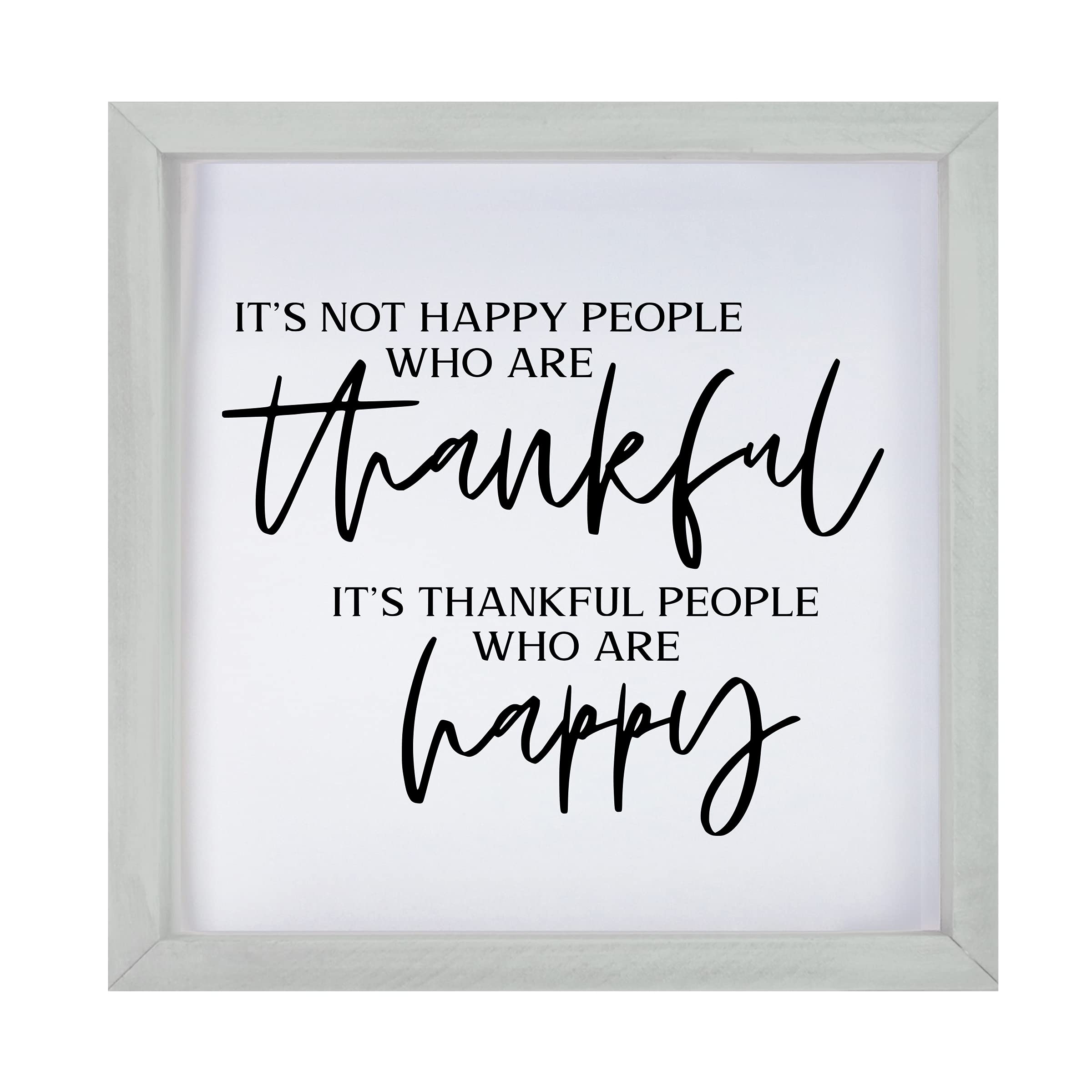 LifeSong Milestones Custom Inspirational Wooden Wall Art - 7x7 Framed Shadow Box with Motivational Quotes - Home Office Decor, Housewarming Gift for Thankful People (Gray) | Perfect for Living Room, Bedroom, or Office Wall Decor