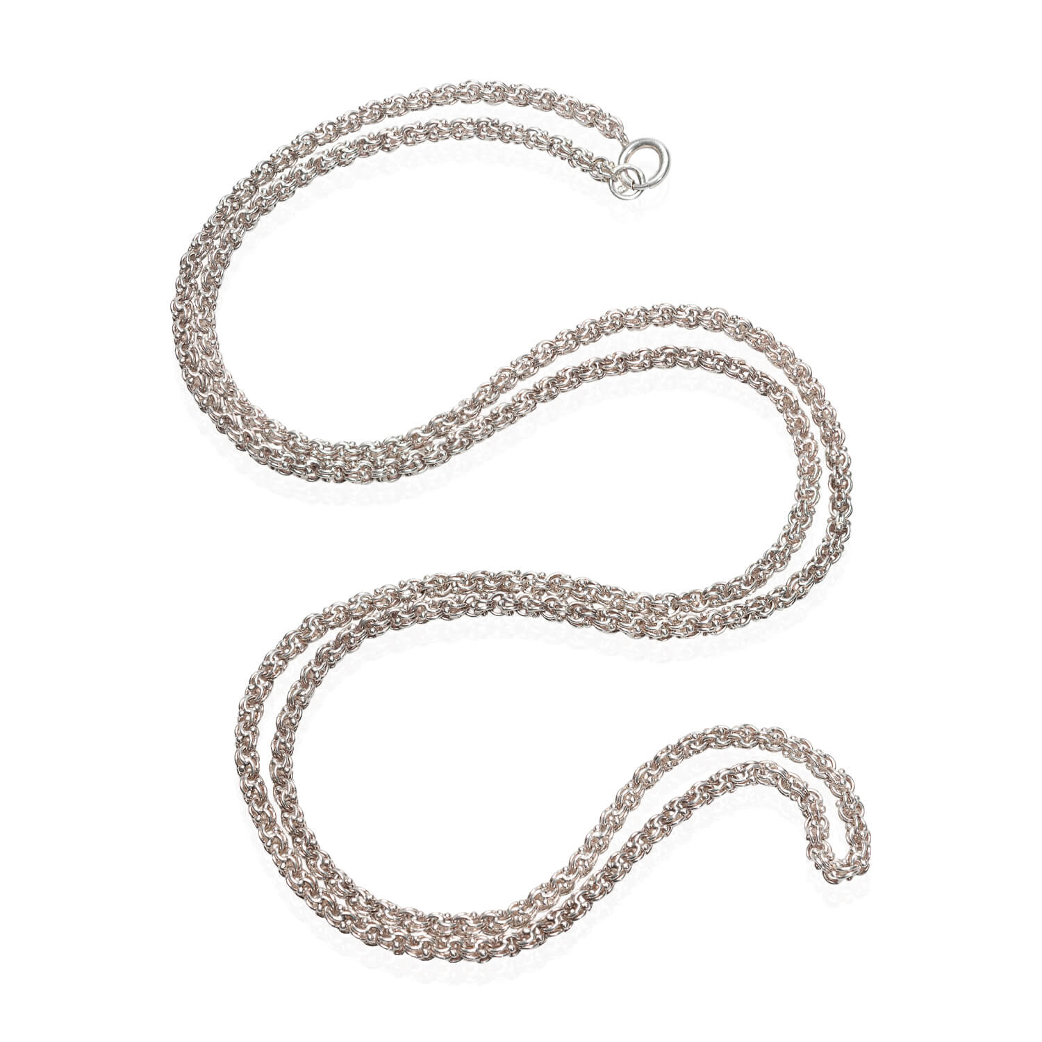 Victorian Style Long Sterling Silver Beaded Link Chain Necklace - 60 Inch Elegant Vintage Jewelry for Women, Perfect for Layering, Boho Outfits & Special Occasions