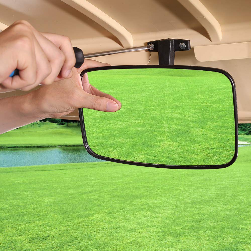 10L0L Universal Adjustable Golf Cart Rear View Mirror - Fits EZGO, Yamaha & Club Car - Wide Angle Convex Design for Enhanced Safety on Golf Courses & Neighborhood Streets
