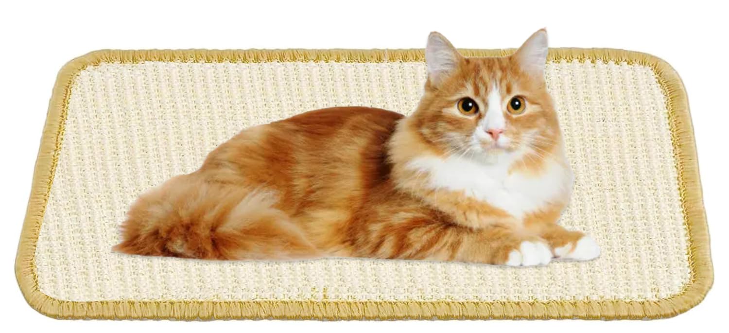 VCANIVR Cat Scratcher Mat - 50 X 30 CM Natural Sisal Cat Scratch Pad for Furniture Protection - Durable Cat Scratching Mat for Walls, Carpets & Sofas - Perfect for Indoor Cats to Play and Stretch Claws