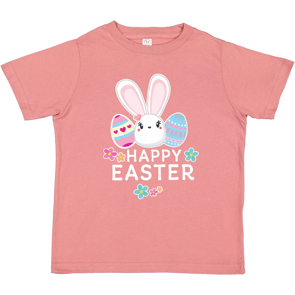 Inktastic Happy Easter Bunny Head & Easter Eggs Toddler T-Shirt - Cute Easter Outfit for Boys & Girls - Perfect for Easter Egg Hunts, Family Photos & Spring Celebrations