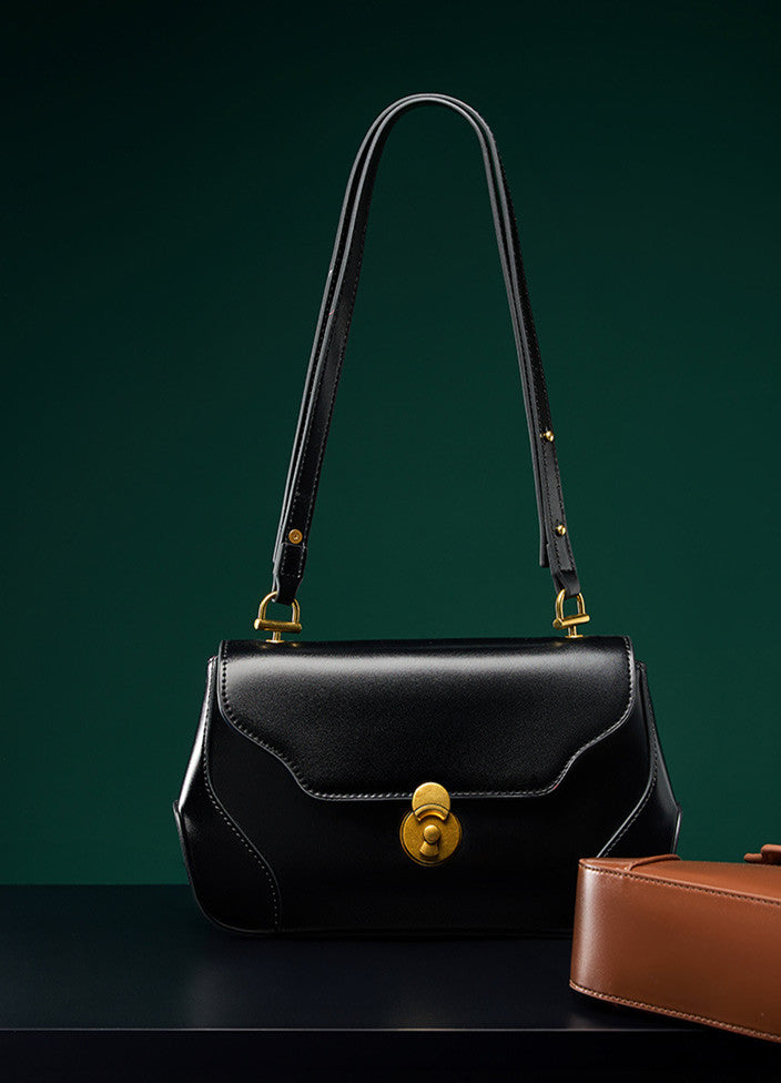 Stylish Small Leather Shoulder Bag for Women - Genuine Leather Crossbody Purse with Adjustable Strap - Perfect for Daily Use, Travel, and Work Commute