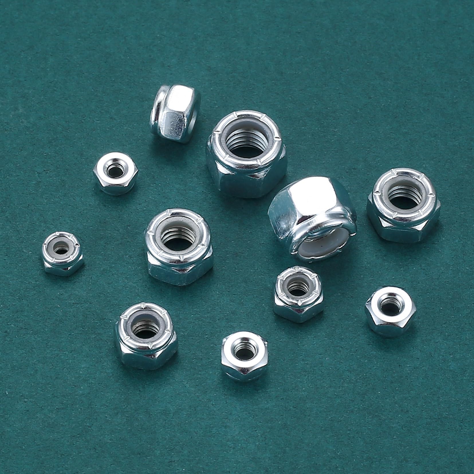 150-Piece Hex Nut Assortment Kit - Carbon Steel Locking Nuts (SAE #6 #8 #10 1/4