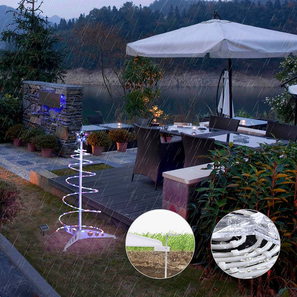 2ft Solar Powered Spiral Christmas Tree with LED Lights - Outdoor & Indoor Holiday Decor for Home, Garden, and Party