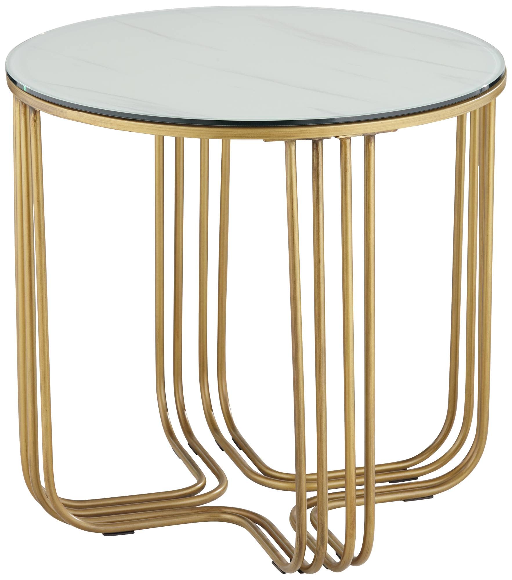 Studio 55D Yuri Modern Luxury Bronze Metal Round Accent Side Table - 24