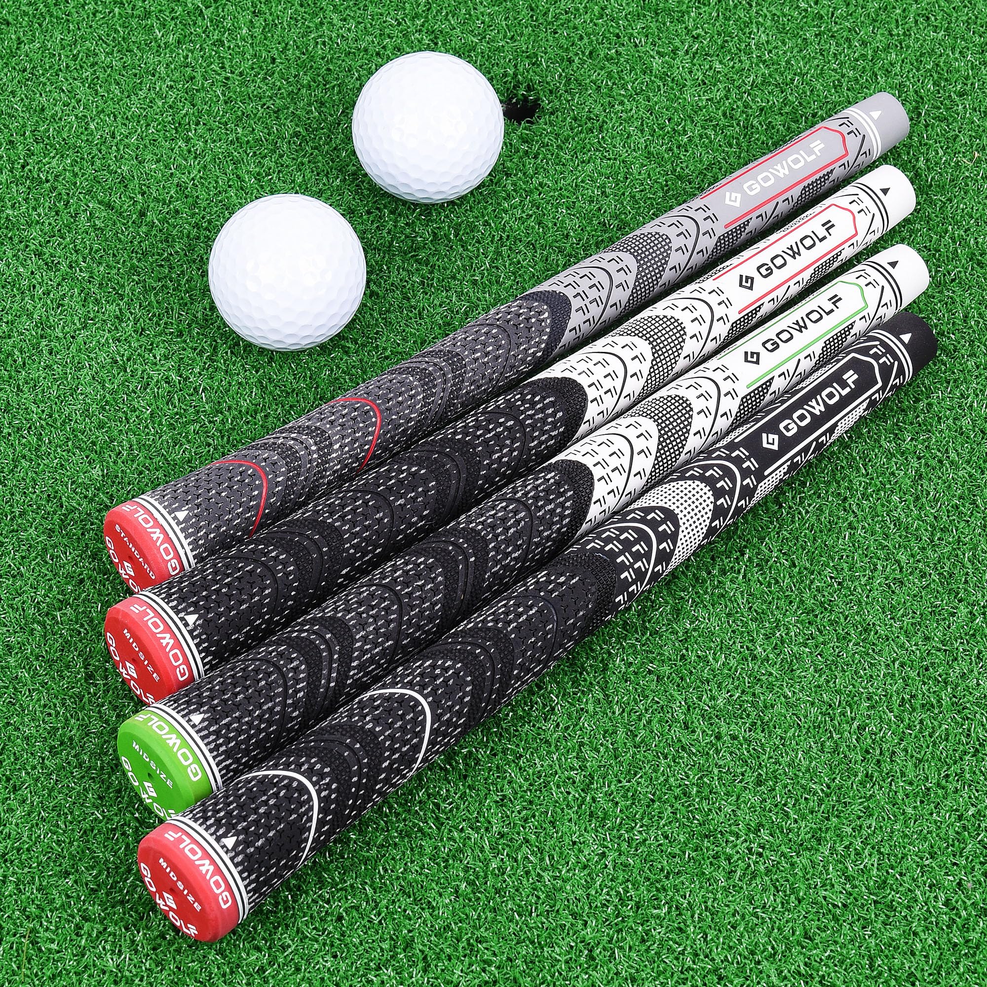 Gowolf 2024 New Cross Corded Rubber Golf Grips - 13 Pack with Free 15 Tapes | Improved Control Multi-Compound Hybrid Golf Club Grips for Enhanced Performance | Perfect for Driving Range, Tournament Play & Golf Practice