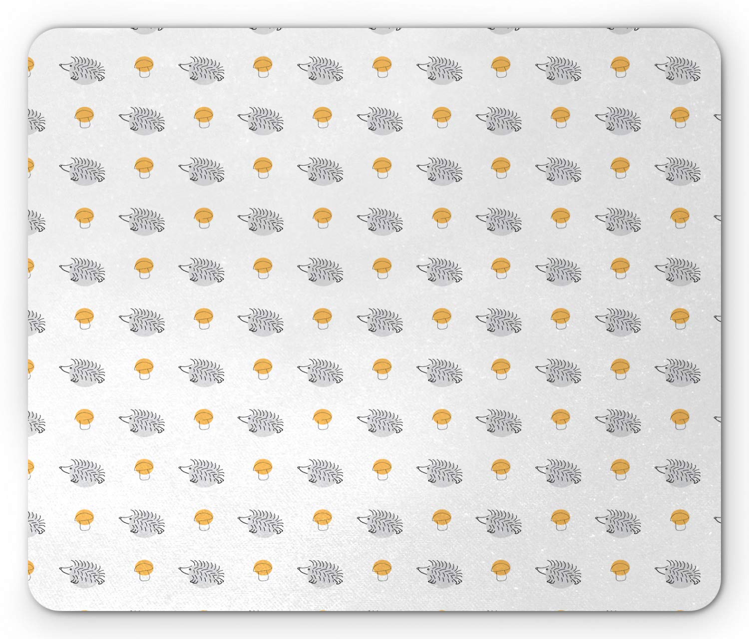 Ambesonne Hedgehog Mouse Pad - Sketch Art Mushrooms & Forest Animals Design, Non-Slip Rubber Base, Standard Size Rectangle Mousepad in Pale Orange & Grey - Perfect for Office, Gaming & Home Computer Use