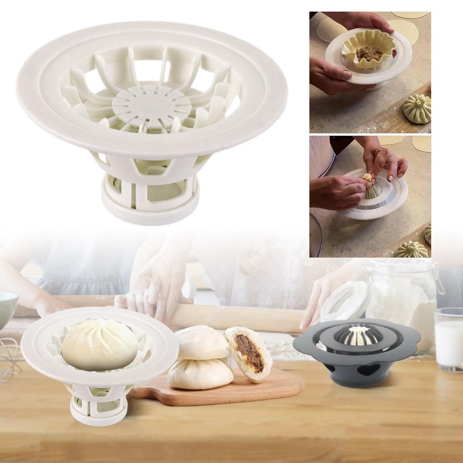 Automatic Baozi Maker Machine - Dumpling & Momo Maker Mold for Homemade Buns | Plastic Kitchen Gadget Tool for Easy Cooking & Cleaning (18X18X9cm) | Perfect for Asian Cuisine, Meal Prep & Culinary Exploration