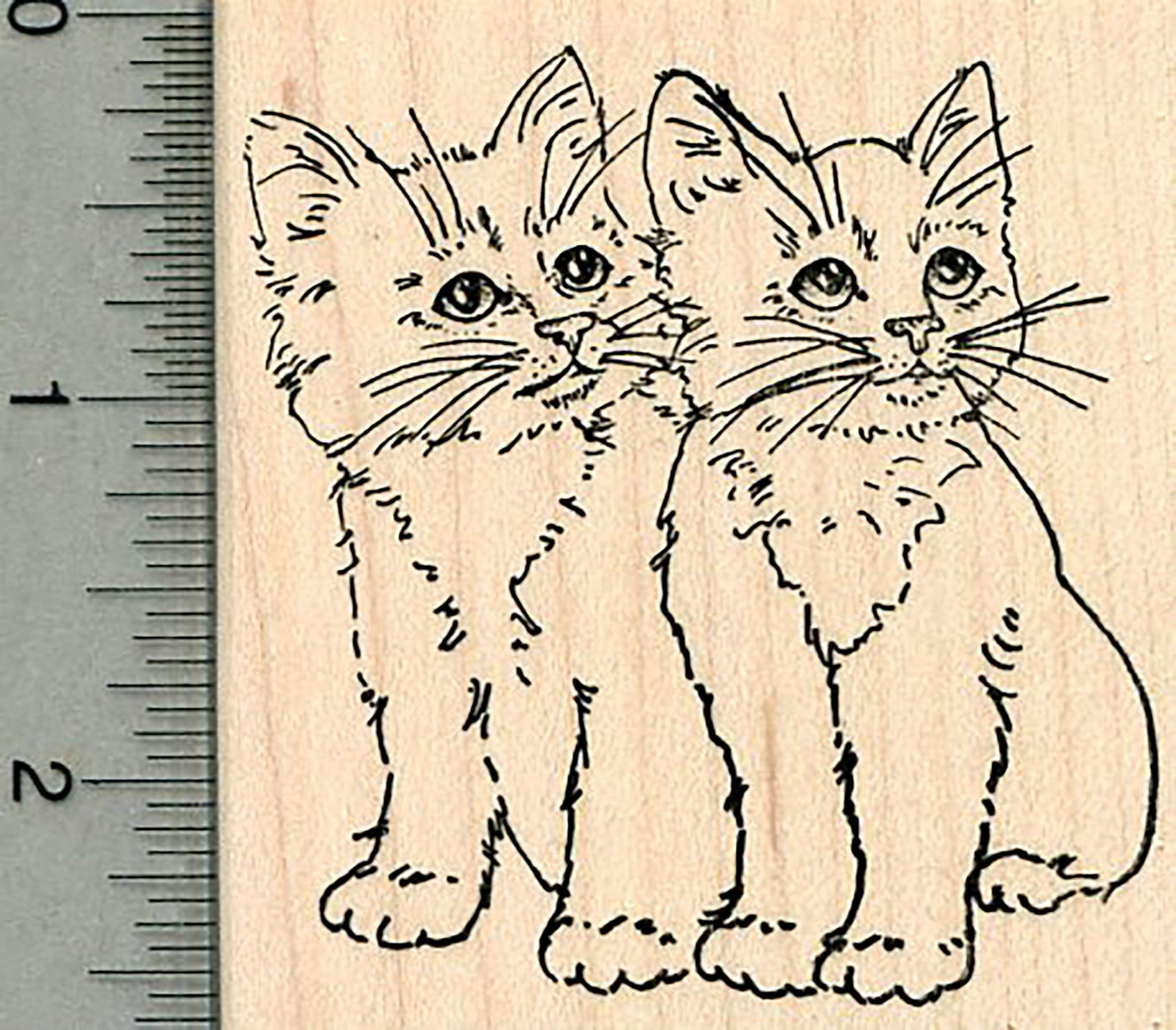 Pair of Adorable Kittens Rubber Stamp - Perfect for DIY Scrapbooking, Card Making & Gift Wrapping - Cat Lover's Crafting Essential