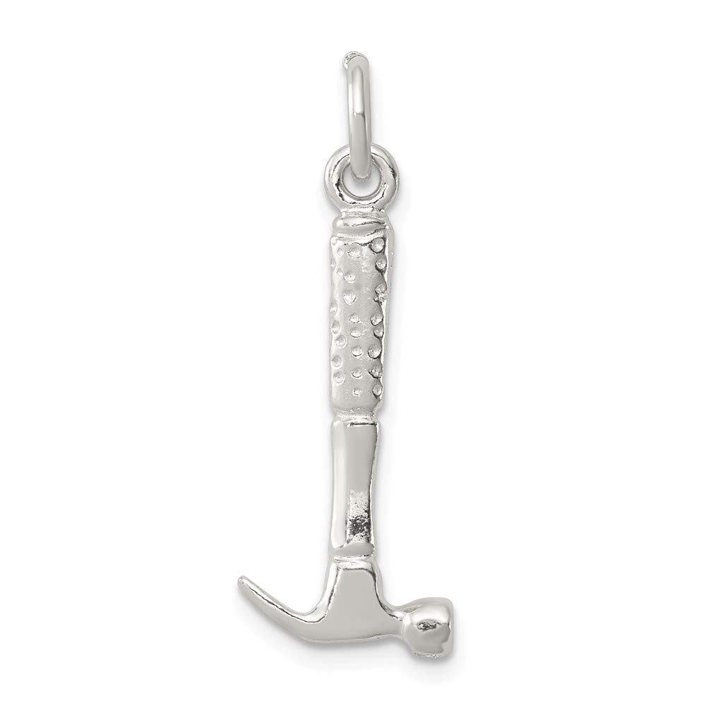925 Sterling Silver Hammer Pendant Charm Necklace - 24mm x 11mm Solid Silver Jewelry for Men & Women - Perfect for Gifts, DIY Jewelry Making, and Everyday Wear