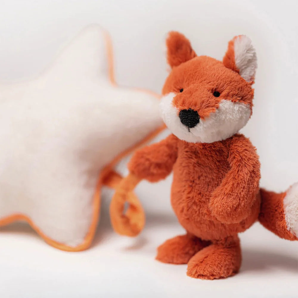 Jellycat Bashful Fox Cub Musical Pull Toy - Soft Plush Stuffed Animal with Music for Babies & Toddlers - Perfect for Nursery Decor, Baby Shower Gifts, and Cuddling Comfort