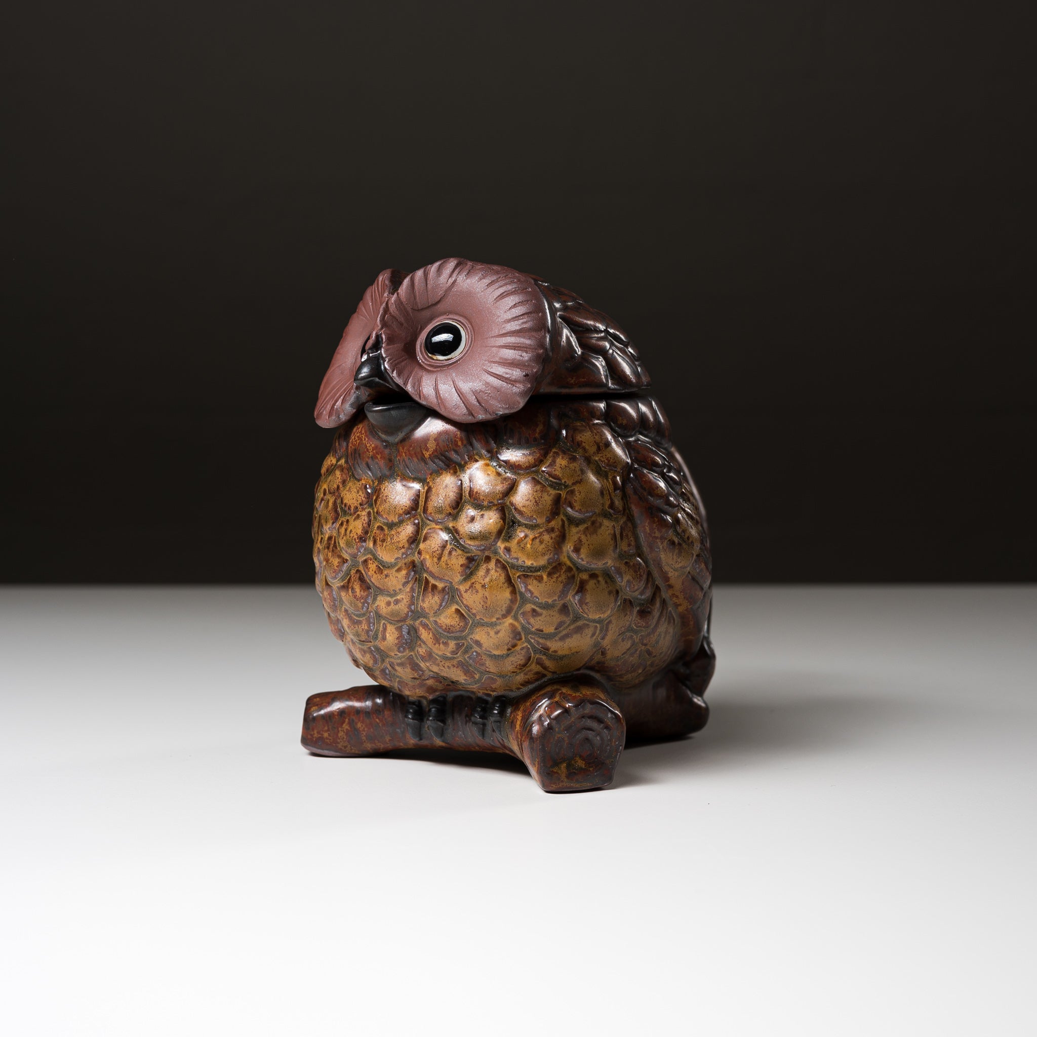 Seto Ware KASHIWA Animal Teapot - Handcrafted Japanese Owl Teapot, Ceramic Tea Pot with Infuser, Perfect for Home Decor & Tea Ceremonies