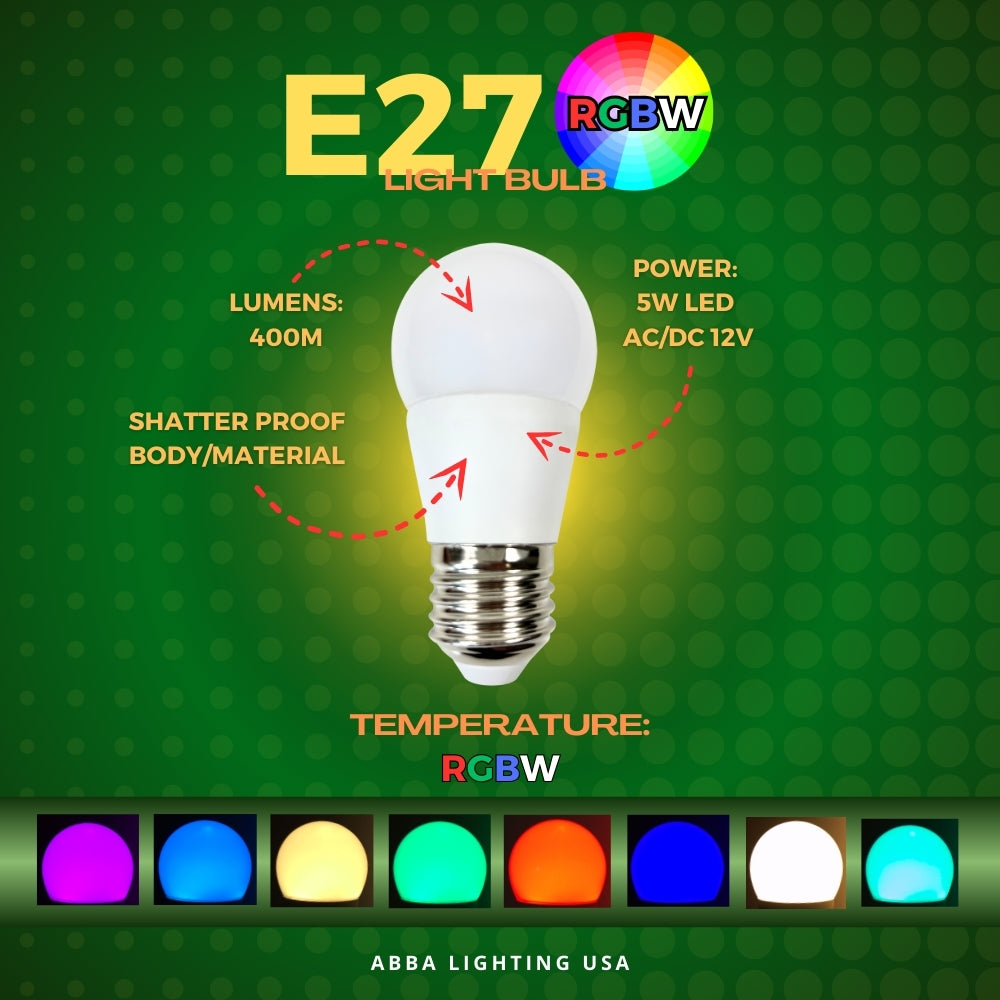 Smart IR Remote Control for E27 RGBW 6W LED Bulbs - Non-Dimmable Energy Saving Light Bulb for Home, Bedroom, and Party Lighting