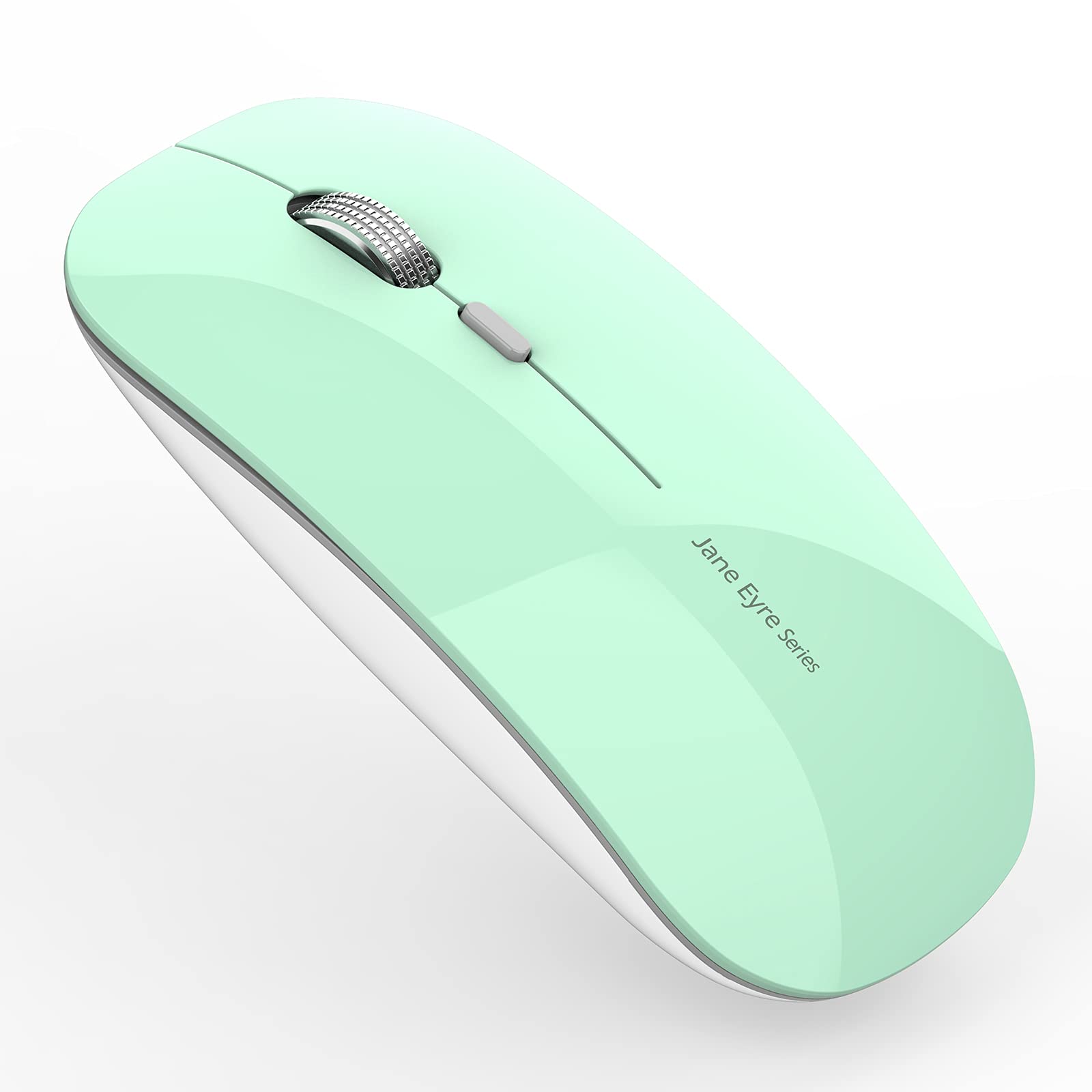 UCiefy Q5 Slim Rechargeable Wireless Mouse - Ultra Thin 2.4G Silent Optical Mouse with USB Receiver & Type-C Adapter for PC, Laptop, Desktop - Mint Green | Perfect for Office, Home & Travel Use