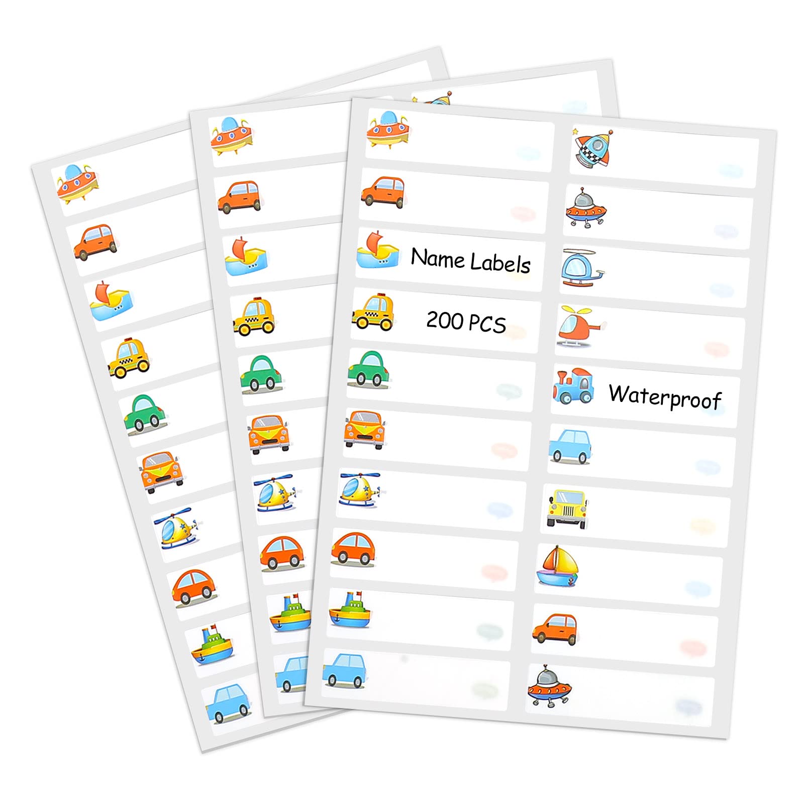 200 PCS Waterproof Name Labels for Kids - Self-Laminating, Dishwasher Safe Stickers for School Supplies, Water Bottles & Baby Bottles | Durable Daycare Labels for Organization & Identification
