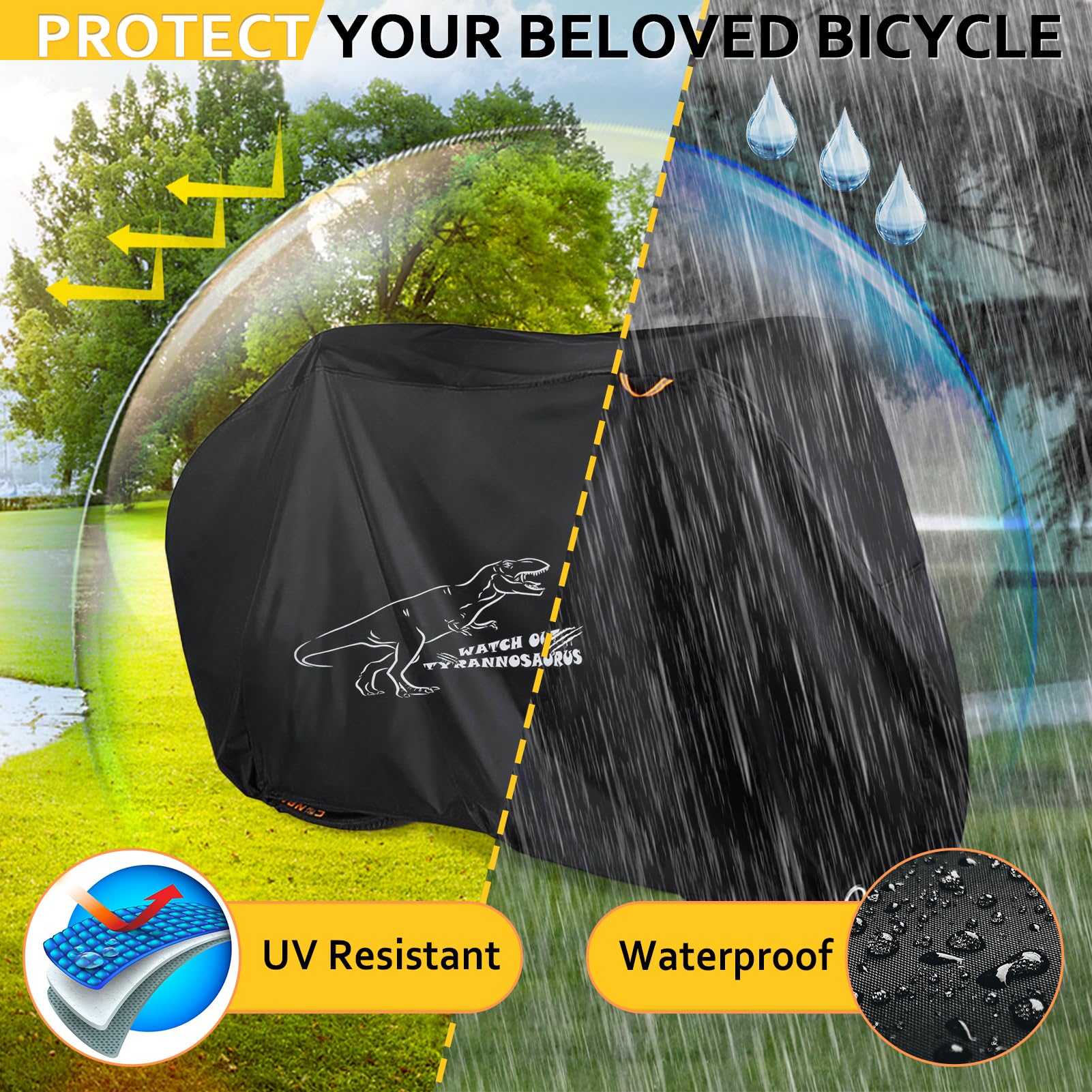 **Heavy Duty Waterproof Bike Cover for 1, 2, or 3 Bicycles - Outdoor UV, Wind, Rain & Dust Protection with Reflective Strips & Storage Bag - Perfect for Mountain, Road & Electric Bikes - Ideal for Garage, Patio & Travel Storage**