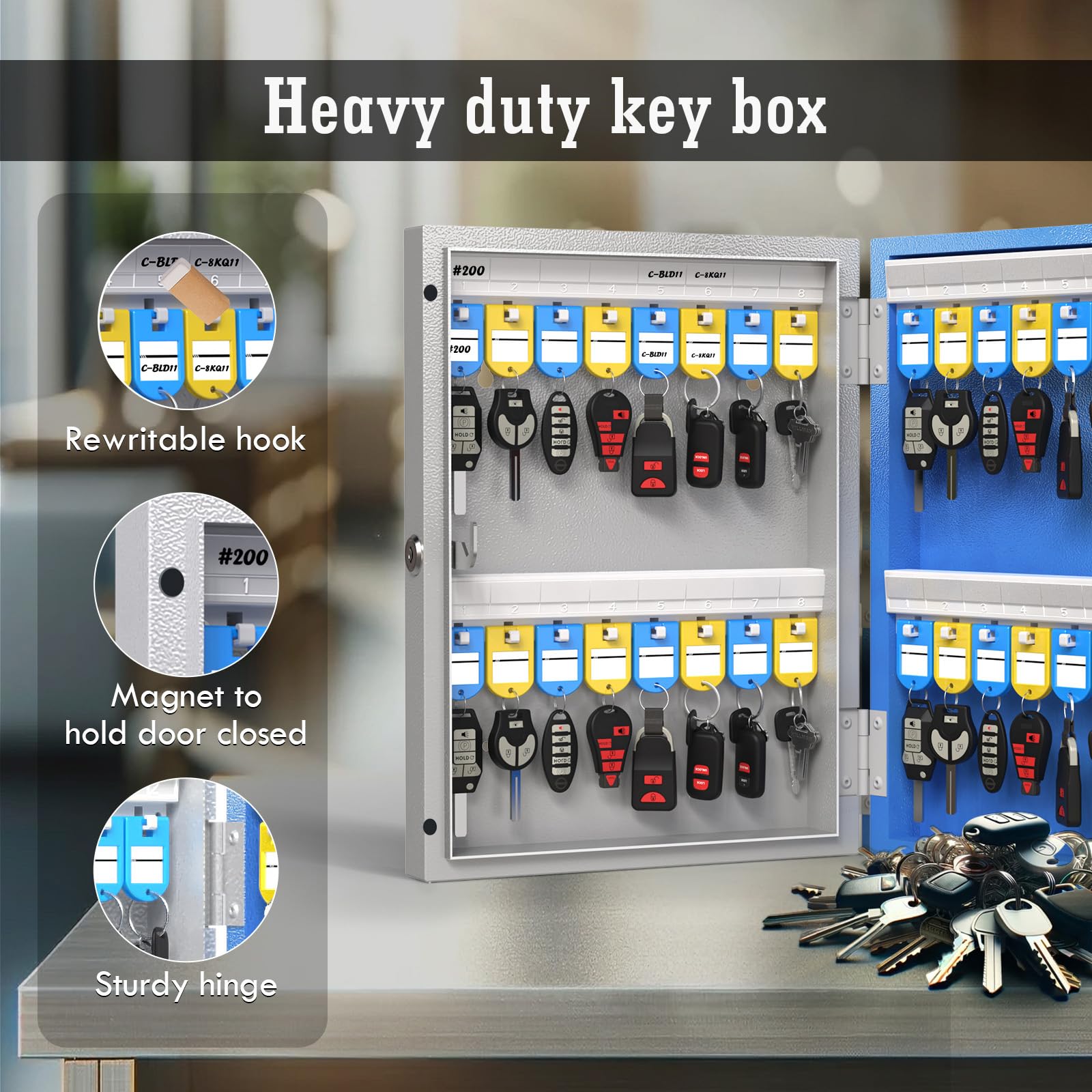 WeHere 32-Key Smart Lock Box - Wall Mount Key Cabinet with Bluetooth, OTP, Wi-Fi & Fixed Code Unlock | Key Organizer Holder for Office, Valet, Realtor & Hotel Use | Secure Key Management Solution for Property Access