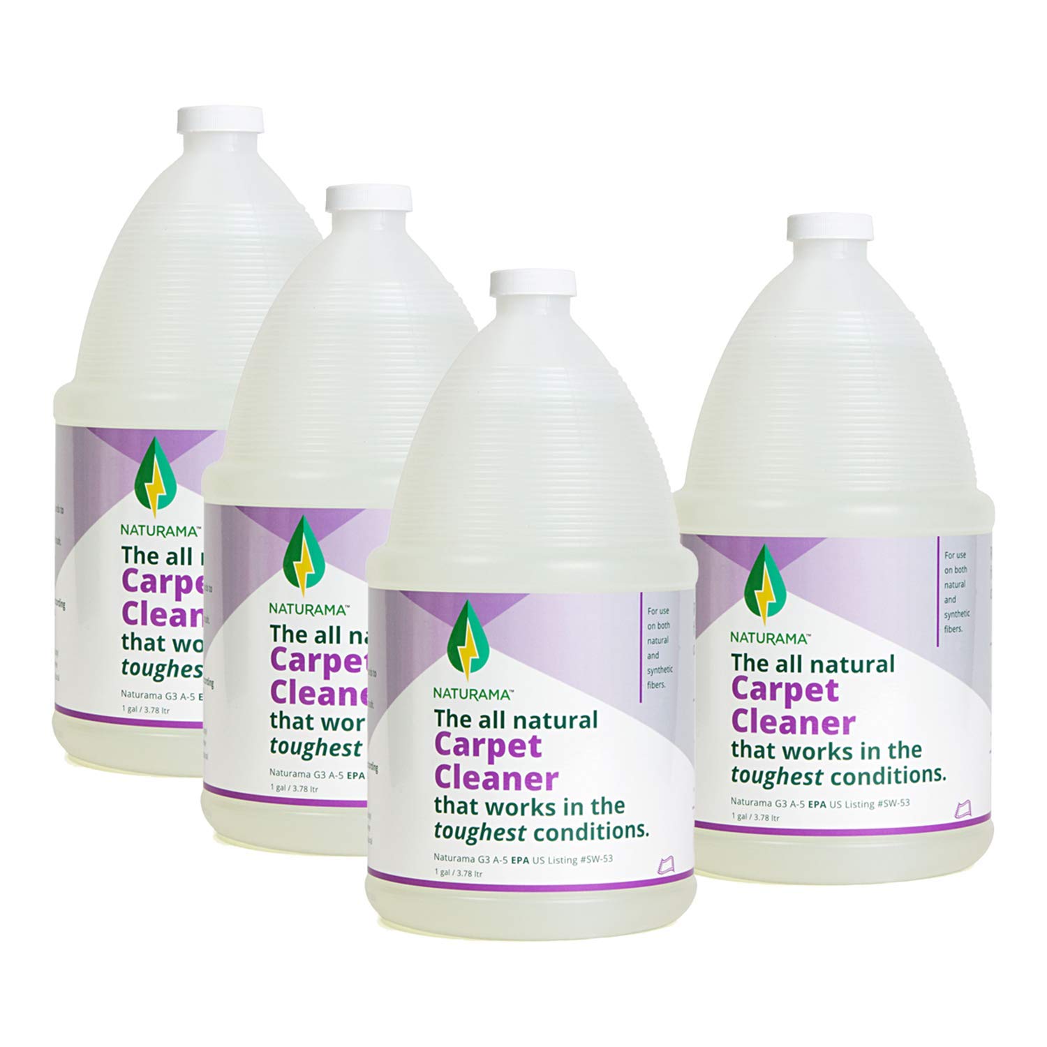 Naturama All Natural Carpet Cleaner & Stain Remover - Eco-Friendly, EPA Registered Carpet Shampoo (1 Gallon, 4 Pack) - Made in USA - Perfect for Pet Stains, Spills & Deep Cleaning