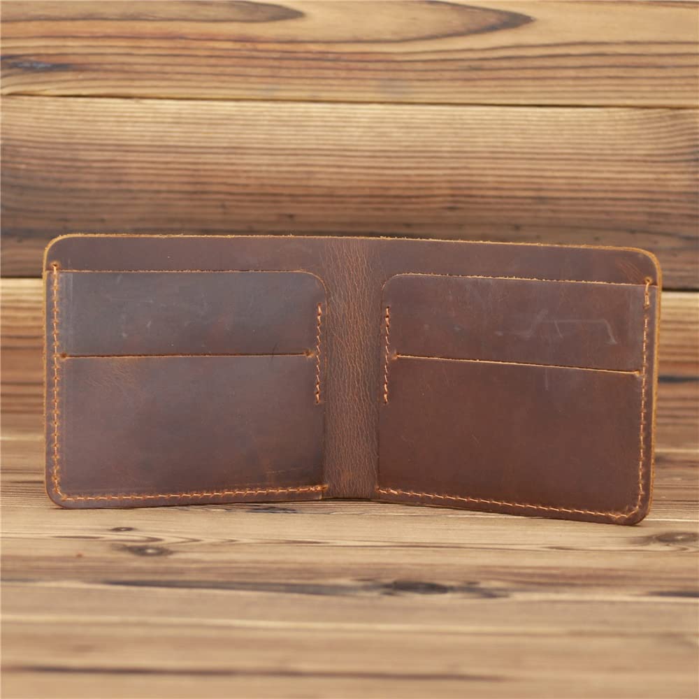 Slim Minimalist Leather Wallet for Men & Women - Compact Bifold Front Pocket Credit Card Holder (Brown, 12x9.5x2cm) - Perfect for Travel, Everyday Carry & RFID Protection