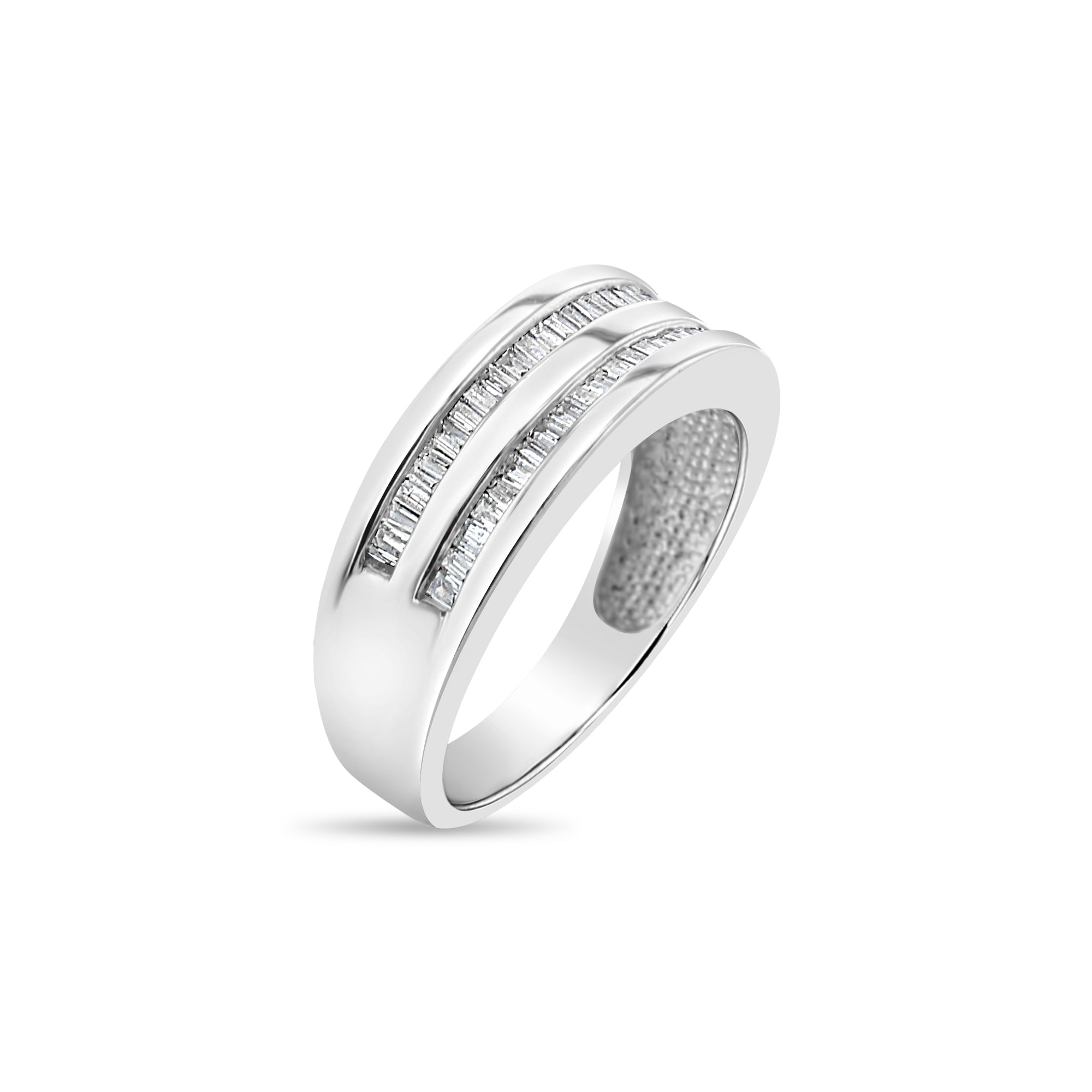 7MM Double Row Baguette Diamond Wedding Band for Women - Elegant Stackable Ring for Bridal, Anniversary & Special Occasions