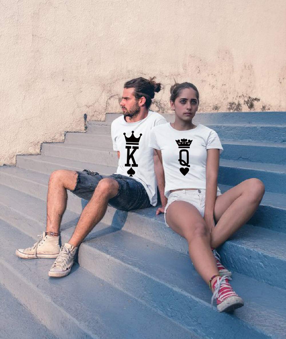 King and Queen Matching Couple T-Shirts - His & Her Valentine's Day Shirts for Couples - Perfect for Anniversaries, Date Nights, and Romantic Gifts