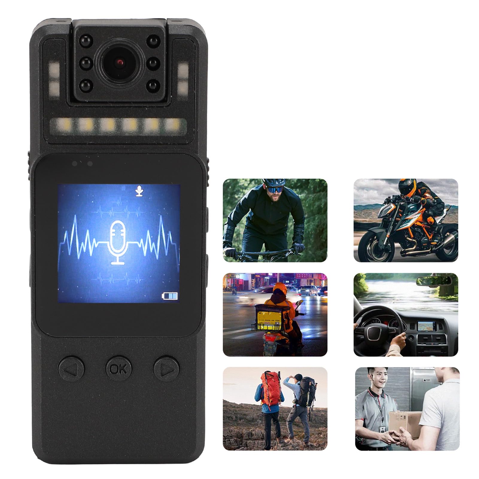Jiawu 1080P HD Body Camera with Night Vision, 180° Rotatable Lens - Wearable Camcorder for Police, Security & Personal Safety - Ideal for Law Enforcement, Night Patrols & Evidence Recording