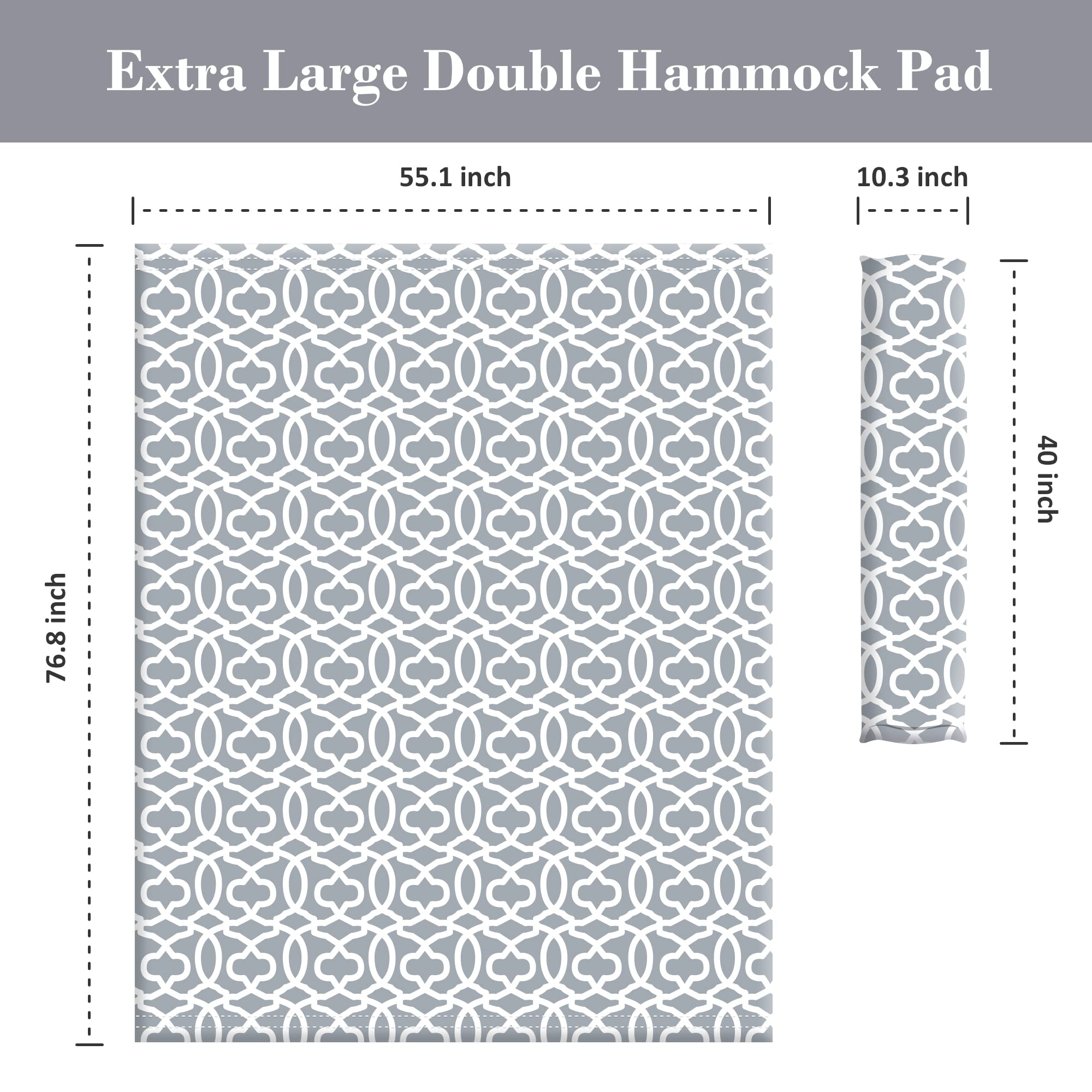 SUNCREAT Outdoor Portable Hammock Pad for 2 Person - Lightweight Polyester Camping Hammock with Carry Bag - Perfect for Backpacking, Beach, Picnic & Patio Relaxation (Gray)