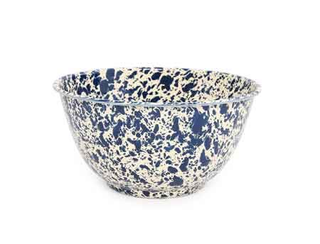 5 Qt Navy on Cream Serving Bowl - Large Ceramic Mixing Bowl for Salads, Pasta, Snacks - Perfect for Family Dinners & Entertaining Guests