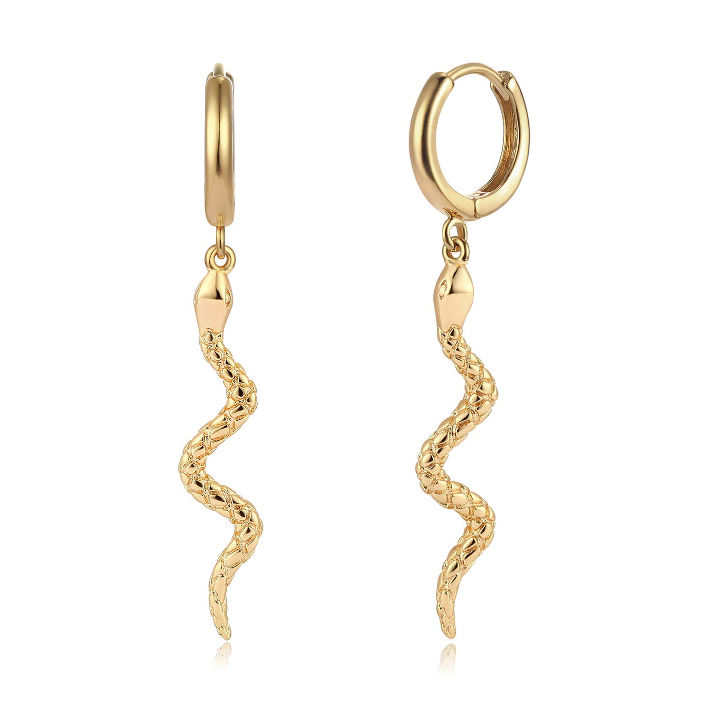 FETTERO 14K Gold Plated Hoop Dangle Earrings - Lightweight Drop Huggie Hoops for Women | Hypoallergenic & Dainty Everyday Jewelry | Perfect for Office, Date Night & Special Occasions