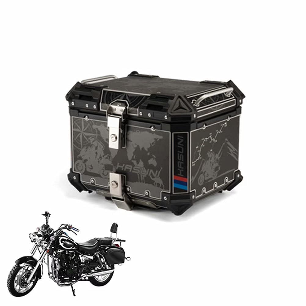 Aluminum Motorcycle Top Case - 50L Lockable Storage Box (46x39x34cm) with Mounting Hardware | Durable Touring Tail Trunk for Motorcycles | Perfect for Road Trips, Commuting & Adventure Riding