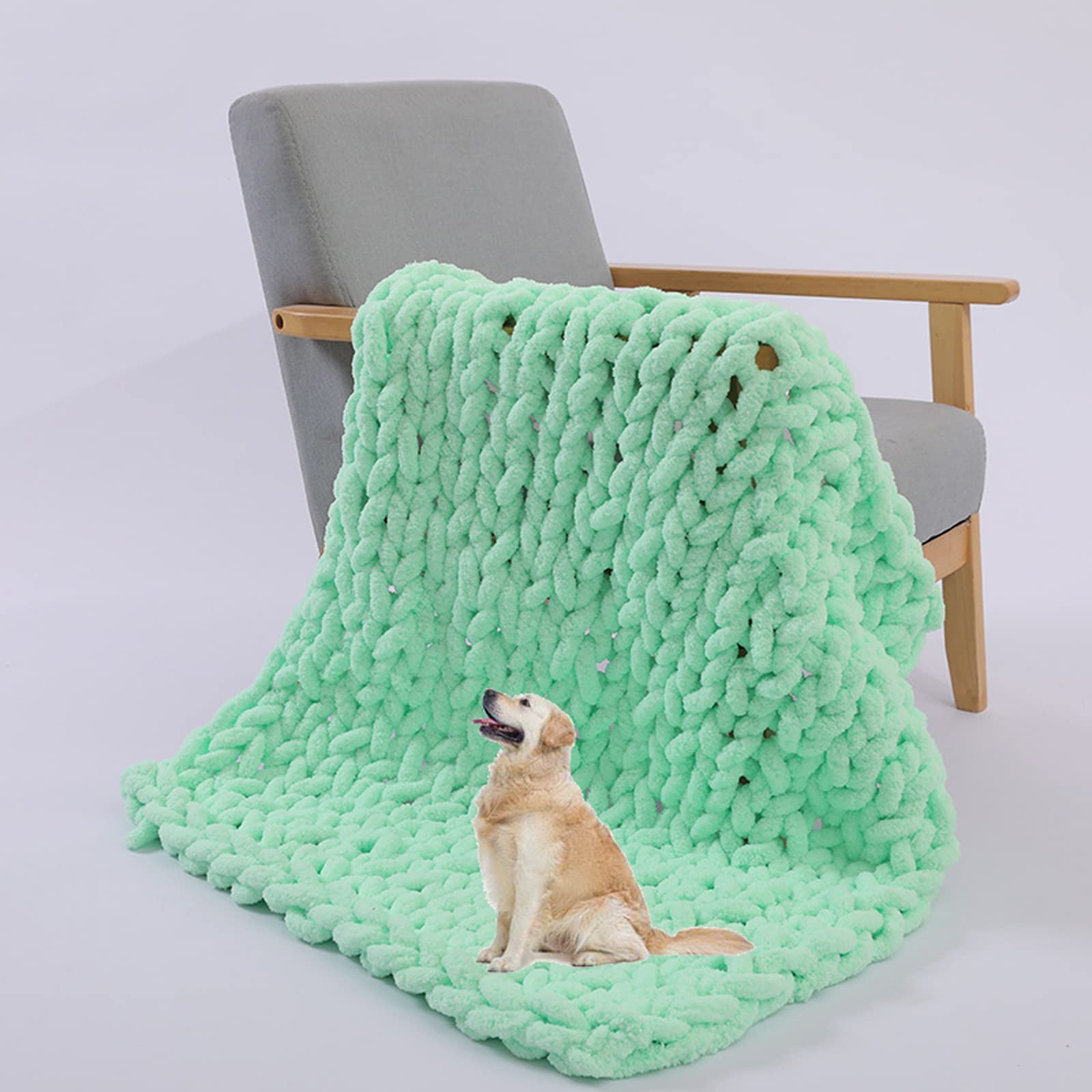 XYXH Chunky Knitted Blanket Throw - Ultra Soft Warm Chenille Handmade Weighted Blanket for Bedroom, Sofa & Home Decor (200x200cm) - Perfect for Cozy Evenings, Reading Nooks & Winter Snuggles