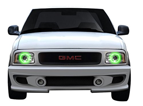 Flashtech LED RGB Multi-Color Halo Ring Headlight Kit with ColorFuse Technology - Bluetooth & RF Remote Control, Smartphone APP Compatible - Fits GMC Sonoma 1994-1997 Models | Upgrade Your Truck Lighting for Night Driving & Custom Car Shows