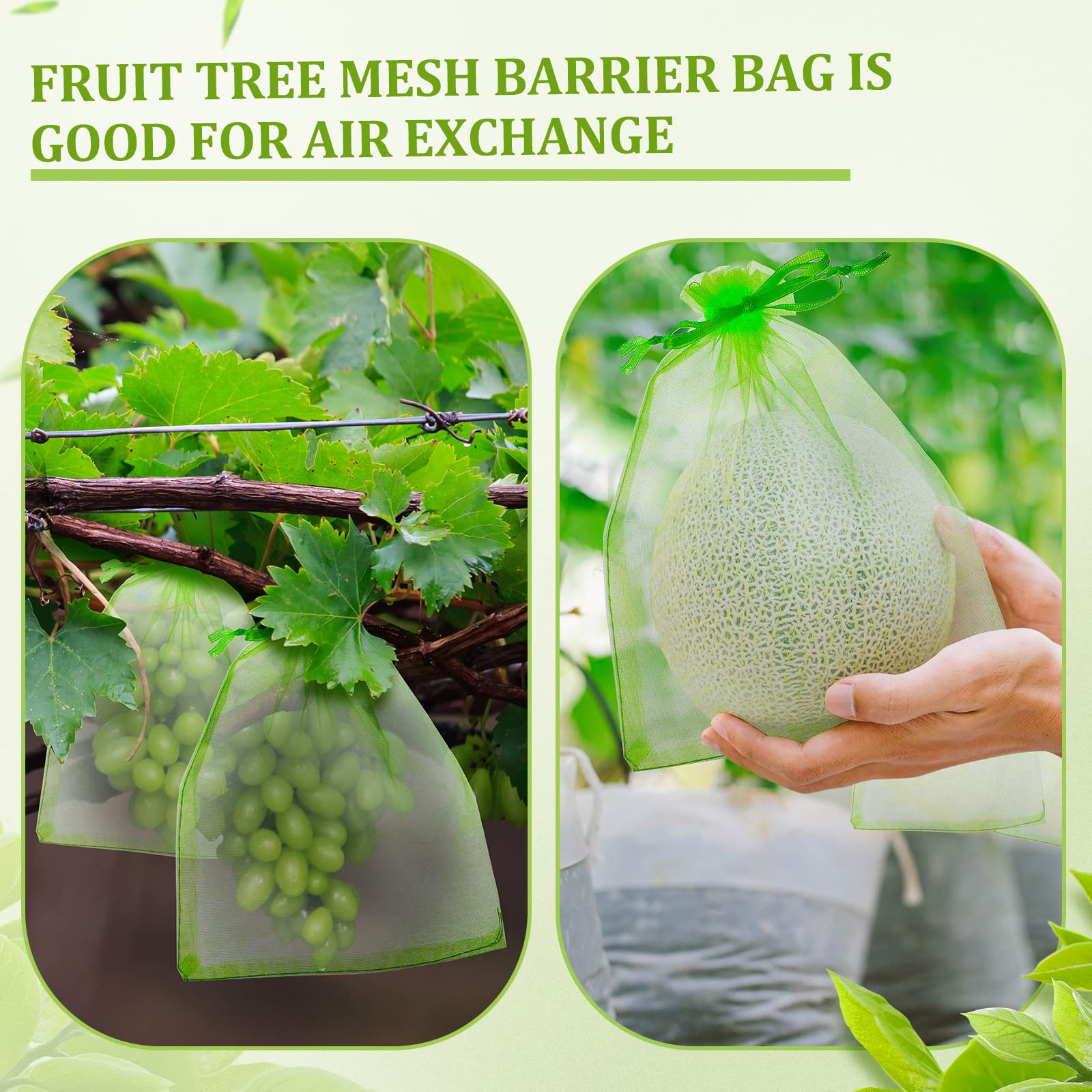 60 Pcs Fruit Protection Bags with Drawstring - Breathable Mesh Netting for Fruit Trees, Plants, Flowers & Vegetables (6x4 Inch) - Perfect for Apple, Peach, Pear & Berry Protection in Gardens & Orchards
