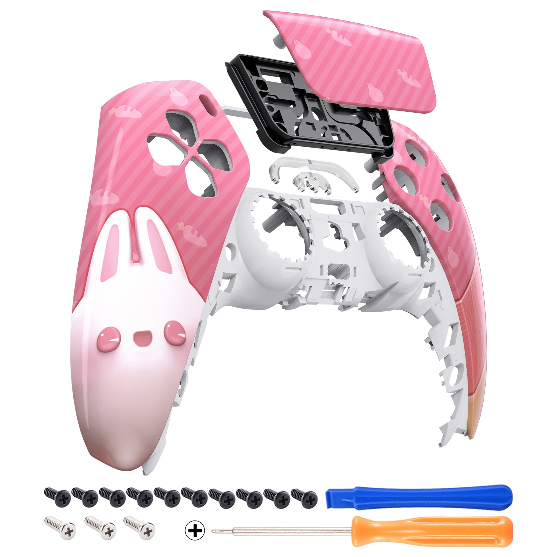 ExtremeRate Easter Rabbit Touchpad Front Housing Shell for PS5 Controller BDM-010/020/030/040/050 - DIY Replacement Shell & Custom Touch Pad Cover (ZPFT1076G3) - Perfect for Gaming, Customization & Controller Protection