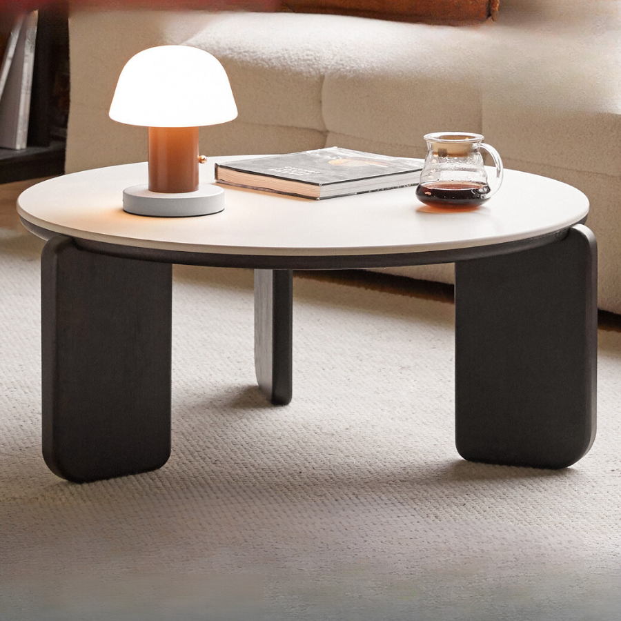 Solid Oak Wood Coffee Table with Slate Black Finish - Perfect for Living Room, Lounge, and Modern Home Decor