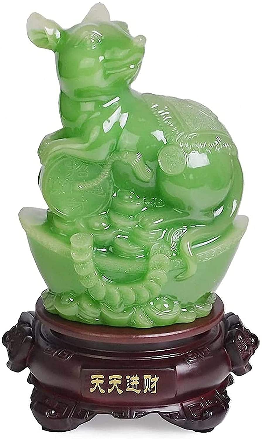 Chinese Zodiac Rat Resin Sculpture - Green Collectible Figurine for Home Decor, TV Cabinet & Desktop Display | Feng Shui Gift, Office Desk Ornament, Asian-Themed Interior Design Accent