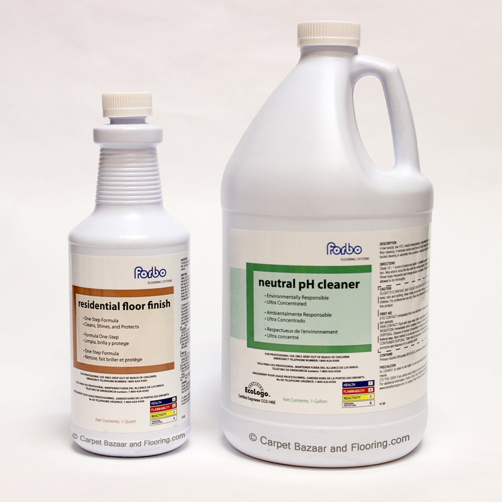 Forbo Marmoleum Linoleum Floor Cleaner (1 Gallon) & Residential Floor Finish (1 Quart) Kit - Eco-Friendly Floor Care Solution for Homes, Offices & Commercial Spaces