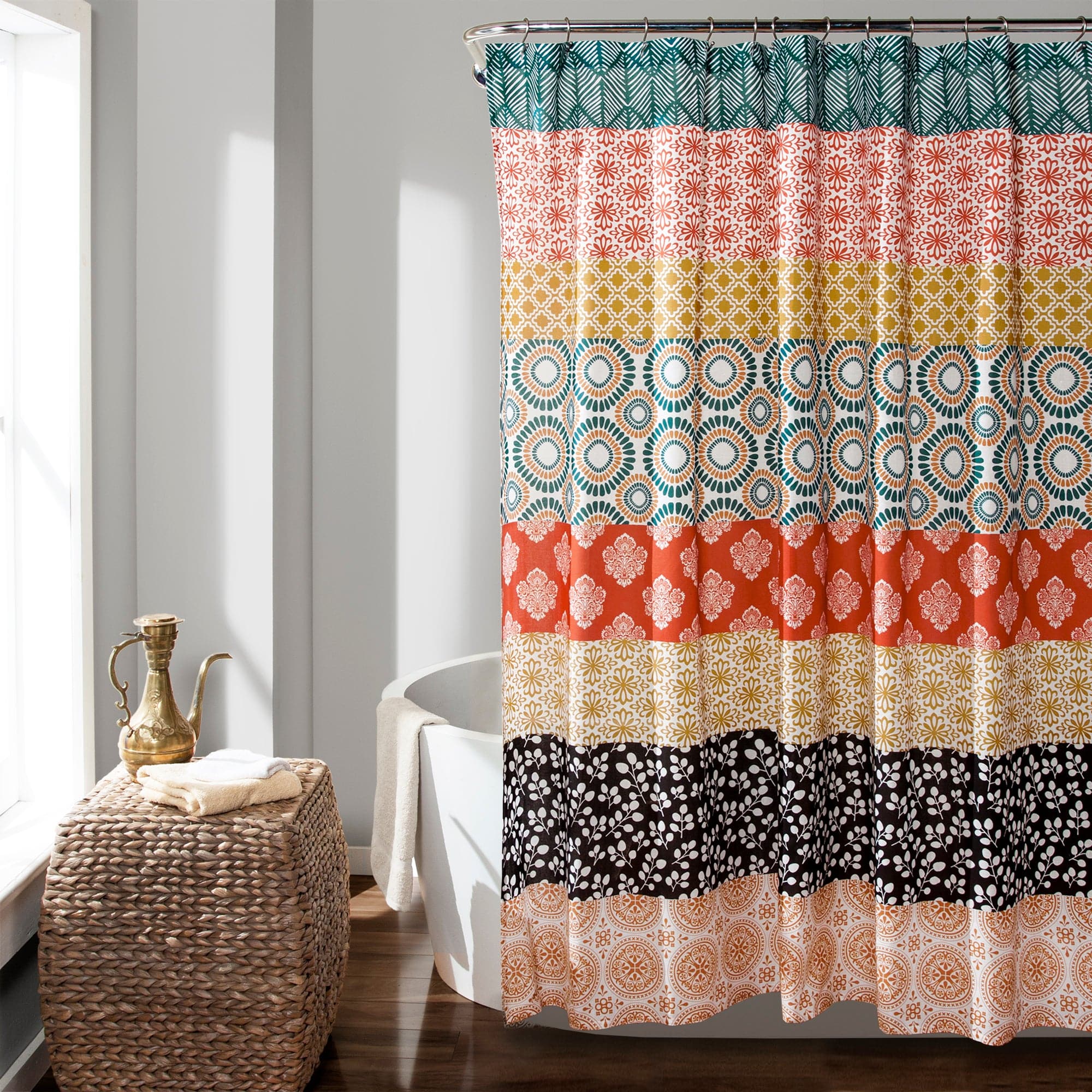 Bohemian Stripe Shower Curtain - Waterproof Bathroom Decor with Rustic Design for Vintage Style Homes & Boho Chic Apartments | Perfect for Spa-Like Showers and Cozy Bathroom Makeovers
